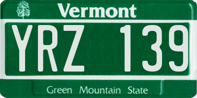 VT license plate YRZ139