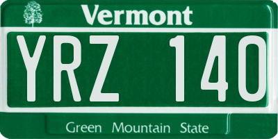 VT license plate YRZ140