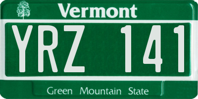 VT license plate YRZ141