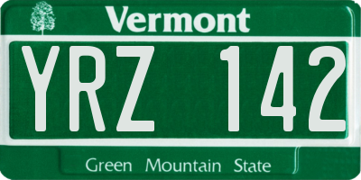 VT license plate YRZ142