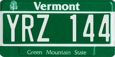 VT license plate YRZ144