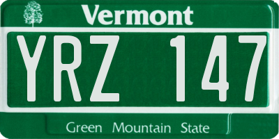 VT license plate YRZ147