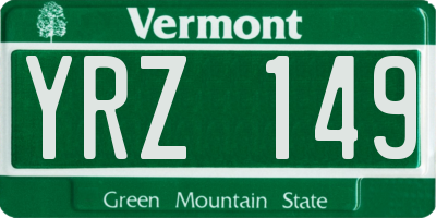 VT license plate YRZ149