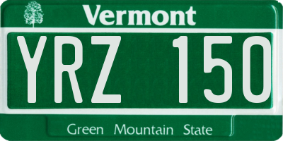 VT license plate YRZ150