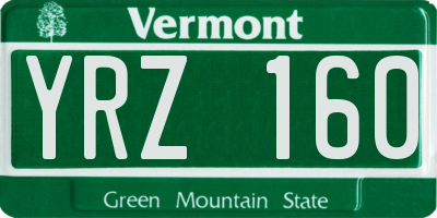VT license plate YRZ160