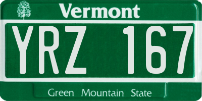 VT license plate YRZ167