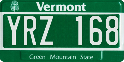 VT license plate YRZ168
