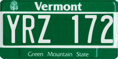 VT license plate YRZ172