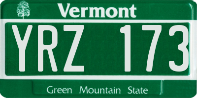 VT license plate YRZ173