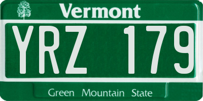 VT license plate YRZ179