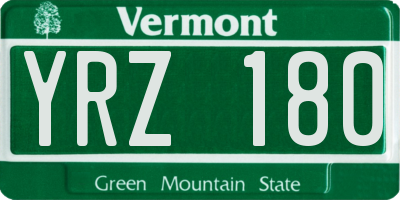 VT license plate YRZ180