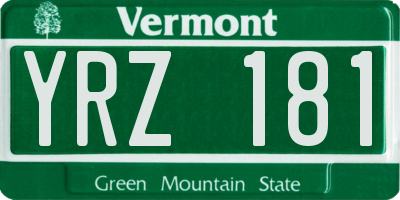 VT license plate YRZ181