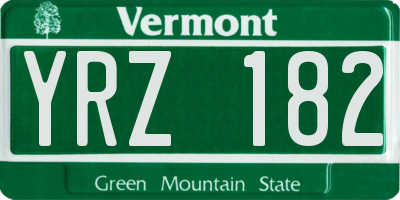 VT license plate YRZ182
