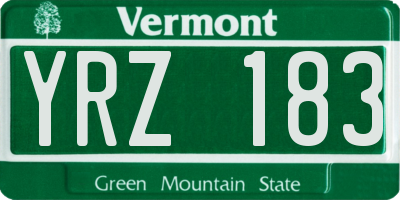 VT license plate YRZ183