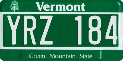 VT license plate YRZ184