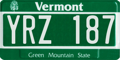 VT license plate YRZ187