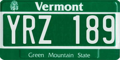 VT license plate YRZ189