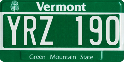 VT license plate YRZ190