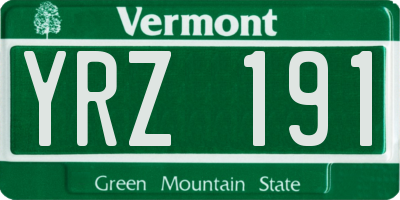 VT license plate YRZ191