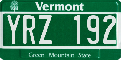 VT license plate YRZ192