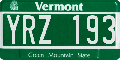 VT license plate YRZ193