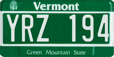 VT license plate YRZ194