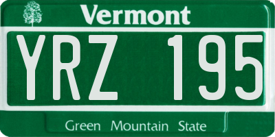 VT license plate YRZ195
