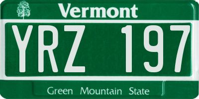 VT license plate YRZ197