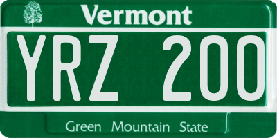 VT license plate YRZ200