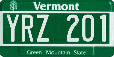 VT license plate YRZ201