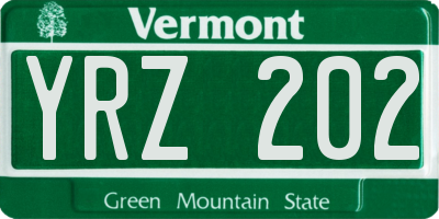 VT license plate YRZ202