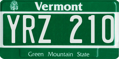 VT license plate YRZ210