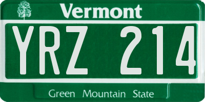 VT license plate YRZ214