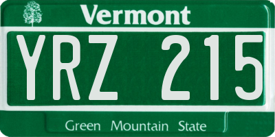 VT license plate YRZ215