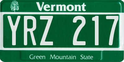 VT license plate YRZ217