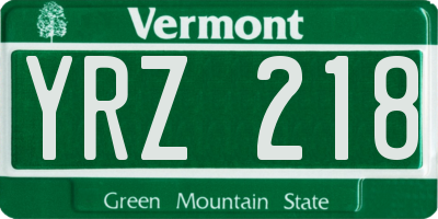 VT license plate YRZ218