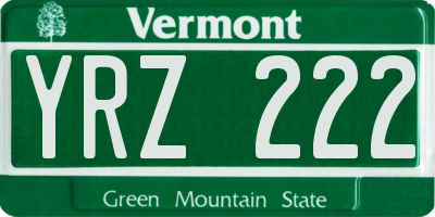 VT license plate YRZ222