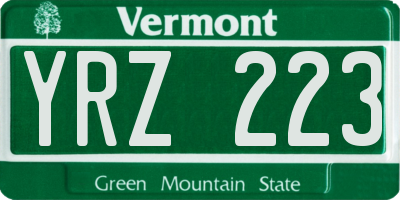 VT license plate YRZ223
