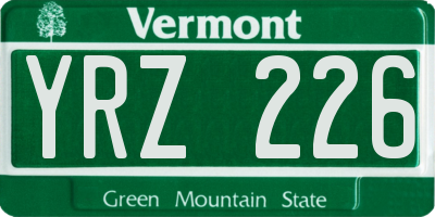 VT license plate YRZ226