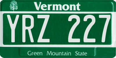 VT license plate YRZ227