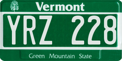 VT license plate YRZ228