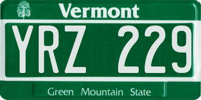 VT license plate YRZ229