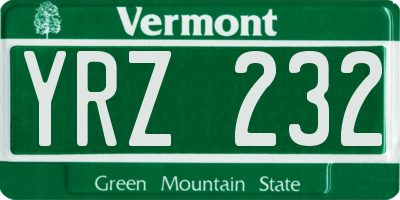 VT license plate YRZ232