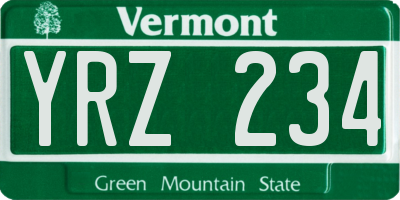 VT license plate YRZ234