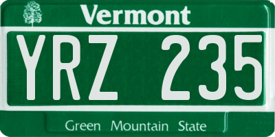 VT license plate YRZ235