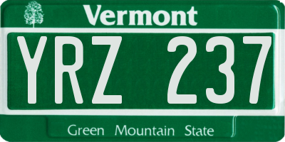 VT license plate YRZ237