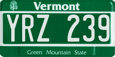 VT license plate YRZ239
