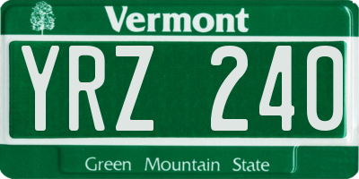VT license plate YRZ240