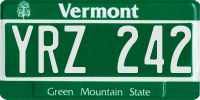 VT license plate YRZ242
