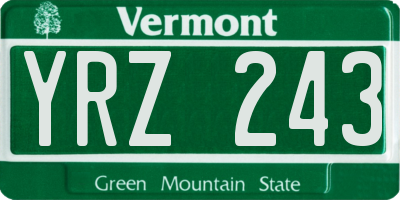 VT license plate YRZ243